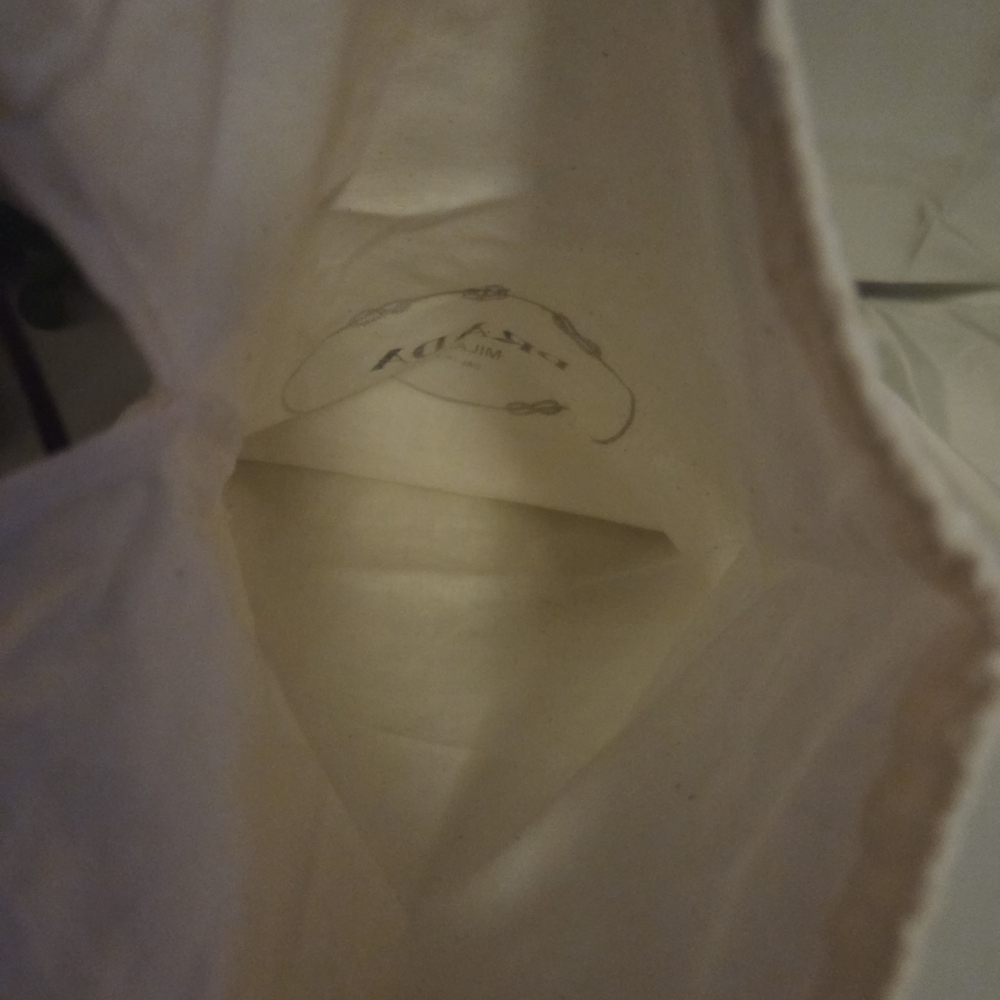Prada Milano Cotton Dust Bag Drawstring Storage Bag Cream Logo - Picture 6 of 8